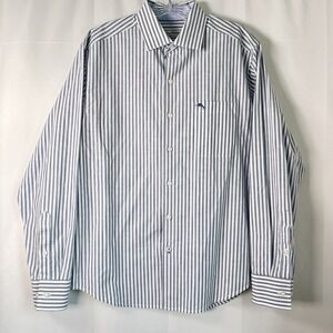 Tommy Bahama Island Zone Shirt Small Blue Striped Long Sleeve Button Up Pocket